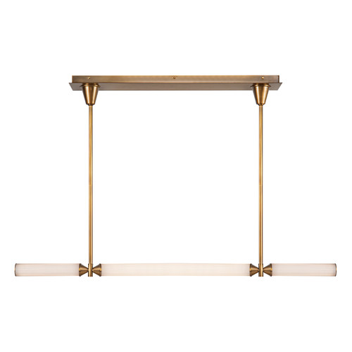 Edwin 48-in Vintage Brass/Frosted Ribbed Glass LED Linear Pendant