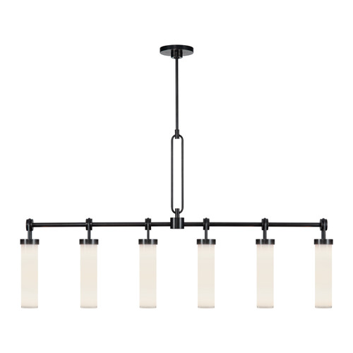 Wynwood 52-in Urban Bronze/Glossy Opal 6 Lights Linear Pendant