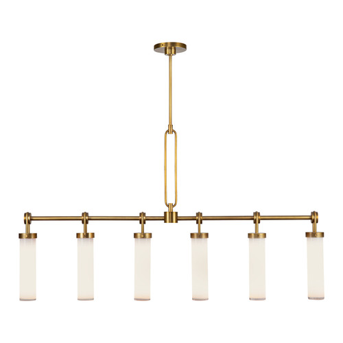Wynwood 52-in Vintage Brass/Glossy Opal 6 Lights Linear Pendant