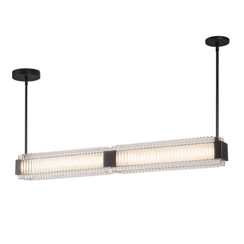 Alai 47-in Urban Bronze/Ribbed Glass LED Linear Pendant