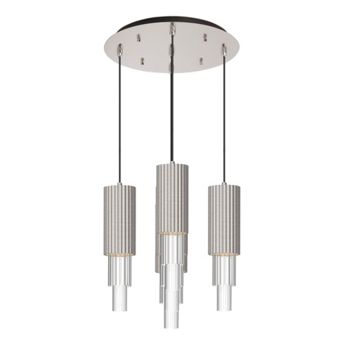 Bordeaux 15-In Brushed Nicket/Clear Ribbed Glass  5-Light Multi Pendant