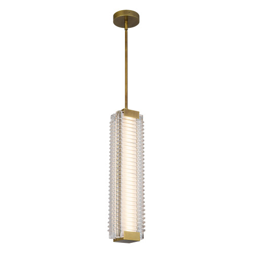 Alai 24-in Vintage Brass/Ribbed Glass LED Pendant