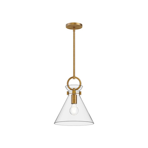 Emerson 11-in Aged Gold/Clear 1 Light Pendant