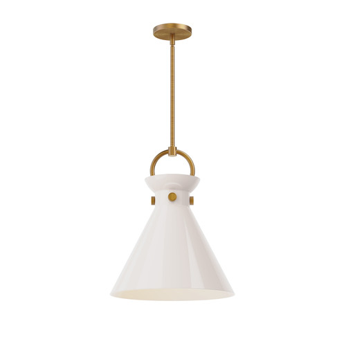 Emerson 14-in Aged Gold/Glossy Opal Glass 1 Light Pendant