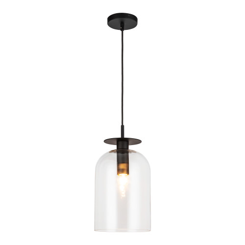 Sylvia 8-in Matte Black/Clear Glass 1 Light Pendant
