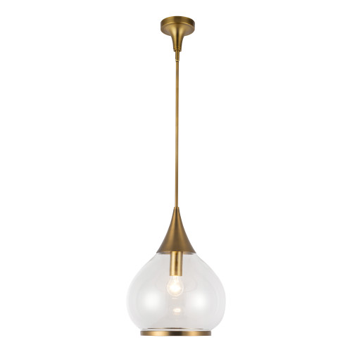Hazel 14-in Aged Gold/Clear Glass 1 Light Pendant