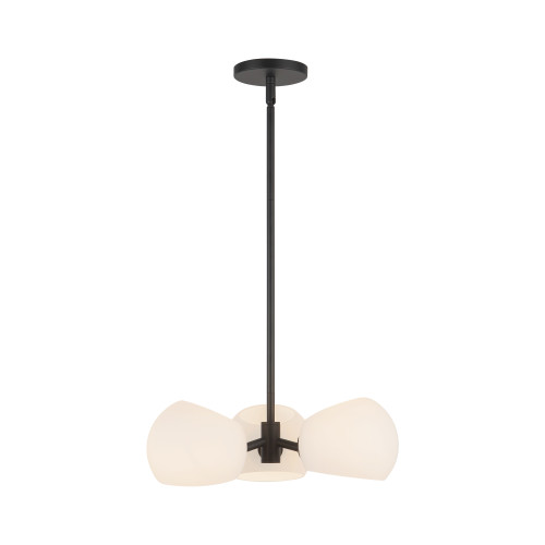 Willow 16-in Matte Black/Opal Matte Glass 3 Lights Pendant