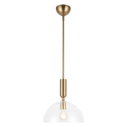 Jude 12-in Brushed Gold/Clear Glass 1 Light Pendant