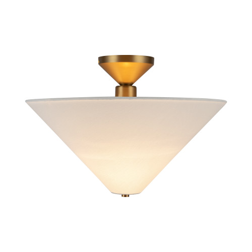 Bridgette 16-in Brushed Gold/White Linen Socket Semi-Flush Mount