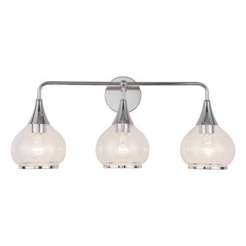 Hazel 26-in Chrome/Clear Glass 3 Lights Vanity