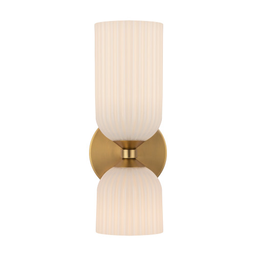 Nelly 12-in Brushed Gold/Glossy Ribbed Opal Glass Socket Wall/Vanity Light