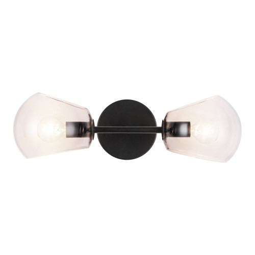 Willow 17-in Clear Glass/Matte Black 2 Lights Wall/Vanity