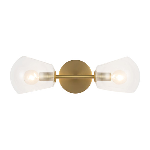 Willow 17-in Brushed Gold/Clear Glass 2 Lights Wall/Vanity