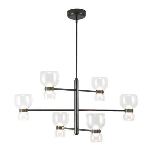 Sutton 36-in Urban Bronze dimmable LED Chandelier with Clear Glass - Urban Bronze/Clear Glass