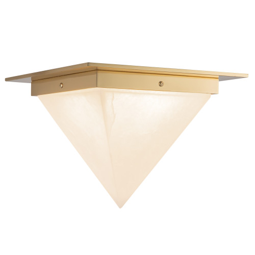 Mineral 11-in (9-in Height) Urban Bronze Triangular Flush Mount with Opal Glass - Patina Brass/Alabaster