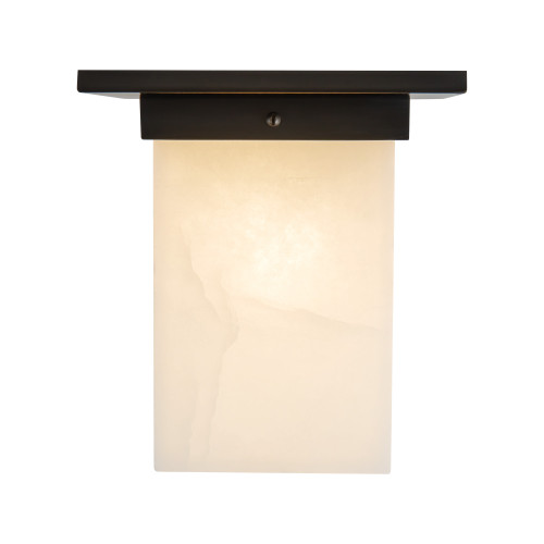 Mineral 8-in (9-in Height) Urban Bronze Square Flush Mount with Opal Glass - Urban Bronze/Alabaster