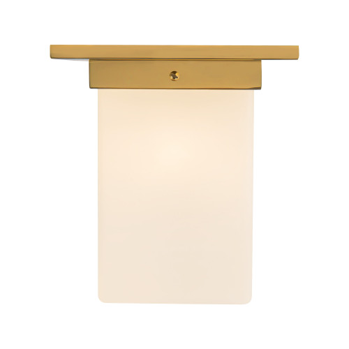 Mineral 8-in (9-in Height) Urban Bronze Square Flush Mount with Opal Glass - Patina Brass/Opal Glass