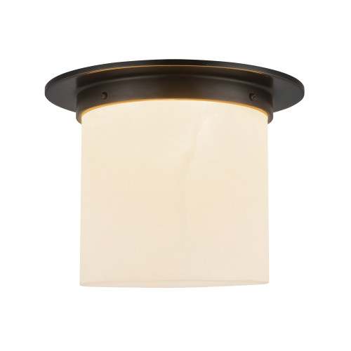 Mineral 11-in (9-in Height) Urban Bronze Cylinder Flush Mount with Opal Glass - Urban Bronze/Alabaster