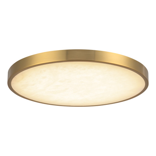 Evelyn 11-in Alabaster dimmable LED Flush Mount with Brushed Gold Finish - Brushed Gold/Alabaster