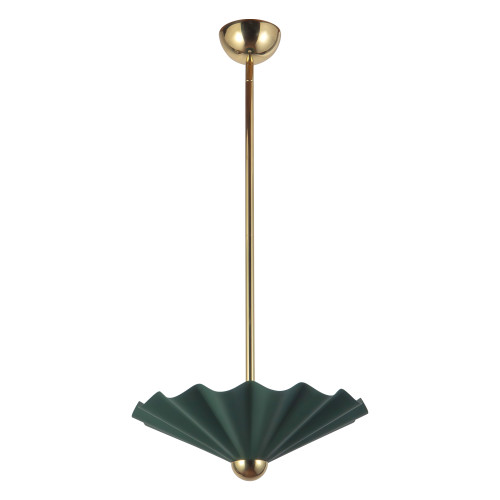 Furrow 16-in Pine Green dimmable LED Pendant - Pine Green