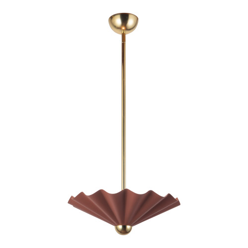 Furrow 16-in Pine Green dimmable LED Pendant - Burgundy