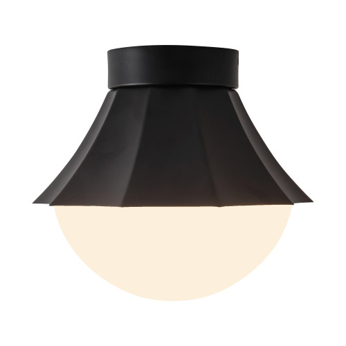 Shelton 12-in Matte Black Semi-Flush Mount with Matte Opal Glass - Matte Black