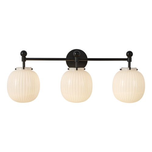 Cherise 29-in Matte Black Bathroom Vanity Light with Glossy Ribbed Opal Glass - Matte Black/Glossy Ribbed Opal Glass