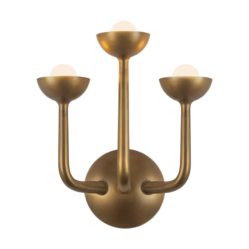 Spade 11-in White dimmable LED Wall /Vanity Light - Vintage Brass