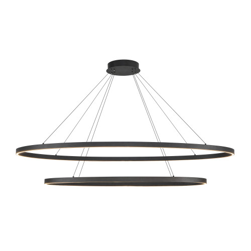 Ovale 54-in Two-Tier Black LED Chandelier
