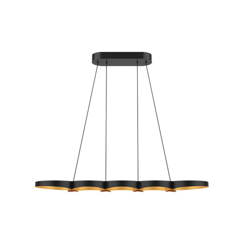 Maestro 38-in Black/Gold LED Linear Pendant