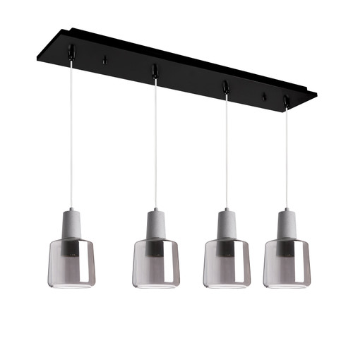 Samson 28-in Black/Smoked Glass 4-Light Multi Pendant