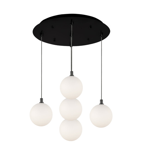 Bolla 16-in Black/Opal Glass 5-Light Multi Pendant
