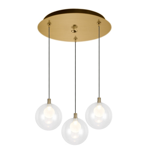 Bolla 12-in Brushed Gold 3-Light Multi Pendant