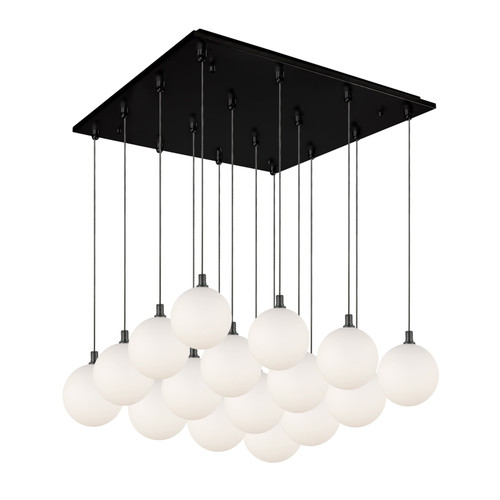 Bolla 21-in Black/Opal Glass 16-Light Multi Pendant