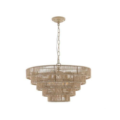 5 Tier 8 Light Rattan Chandelier