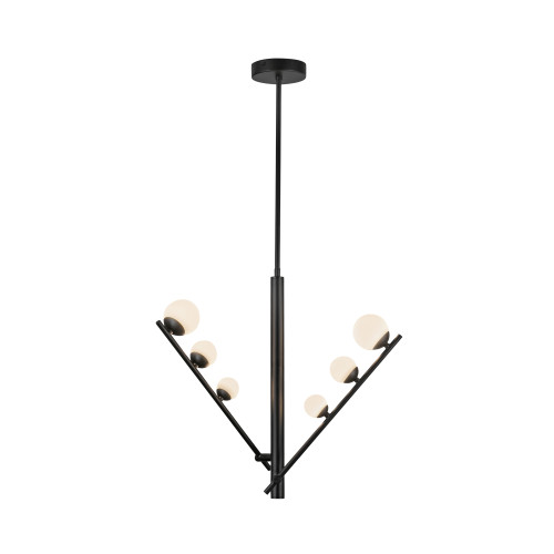 Cypress 23-in Black/Opal Glass LED Pendant