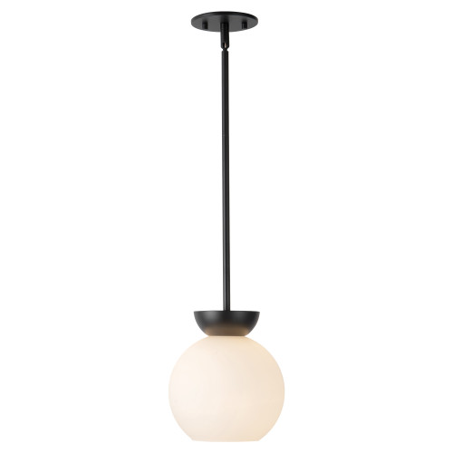 Arcadia 8-in Black/Opal Glass 1 Light Pendant