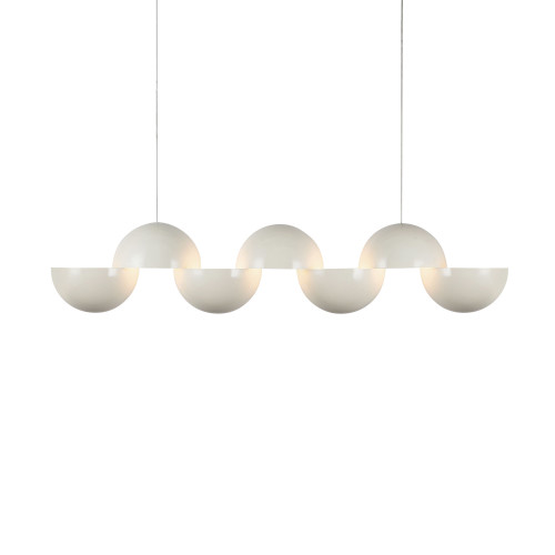 Void 41-in Vintage Brass dimmable LED Linear Pendant - Pearl White