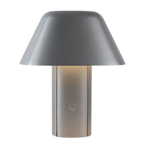 Folio 10-in Brown Vegan Leather dimmable LED Table Lamp - Space Gray
