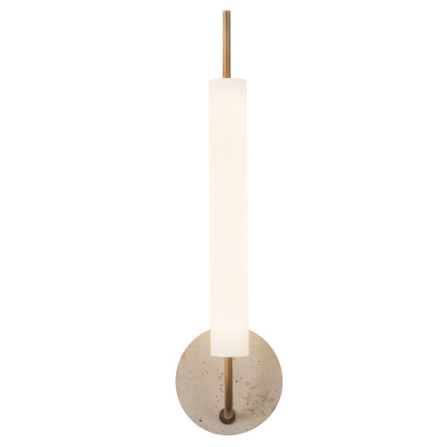Wick 20-in Vintage Brass dimmable LED Wall Sconce - Vintage Brass/Travertine