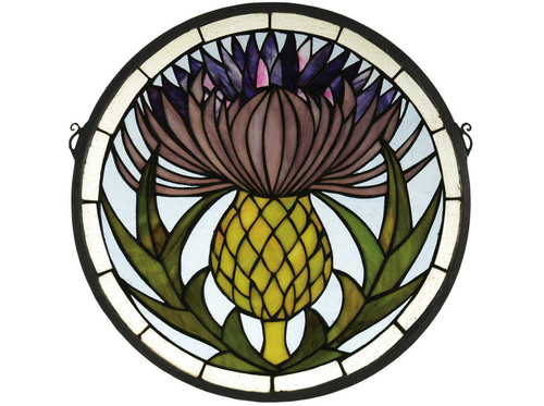 Tiffany Thistle Medallion Stained Glass Window