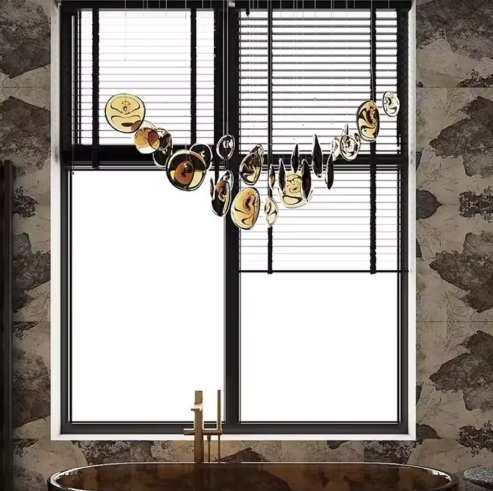 Custom Amber Glass Discs Pendant Chandelier Light