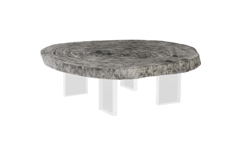 Floating Coffee Table on Acrylic Legs, Gray Stone, Size Varies