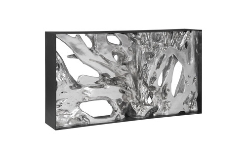 Cast Root Metal Framed Console Table, Resin, Silver Leaf, SM
