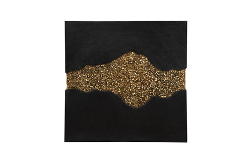 Geode Texture Panel Black and Gold, Wall Decor