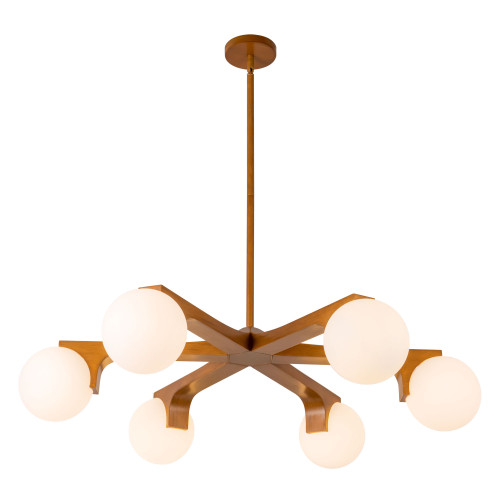 Briar 37-in Teak Brown Chandelier with Opal Glass