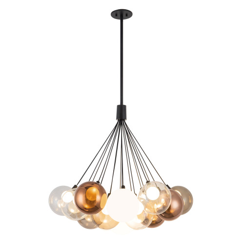 Bolla 28-in Black dimmable LED Chandelier with Mixed Glass