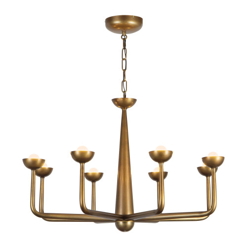 Spade 30-in Vintage Brass dimmable LED Chandelier