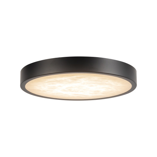 Evelyn 7-in Alabaster dimmable LED Flush Mount with Matte Black Finish
