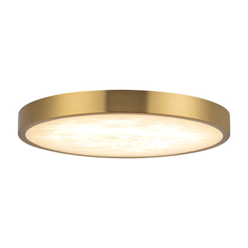 Evelyn 9-in Alabaster dimmable LED Flush Mount with Brushed Gold Finish